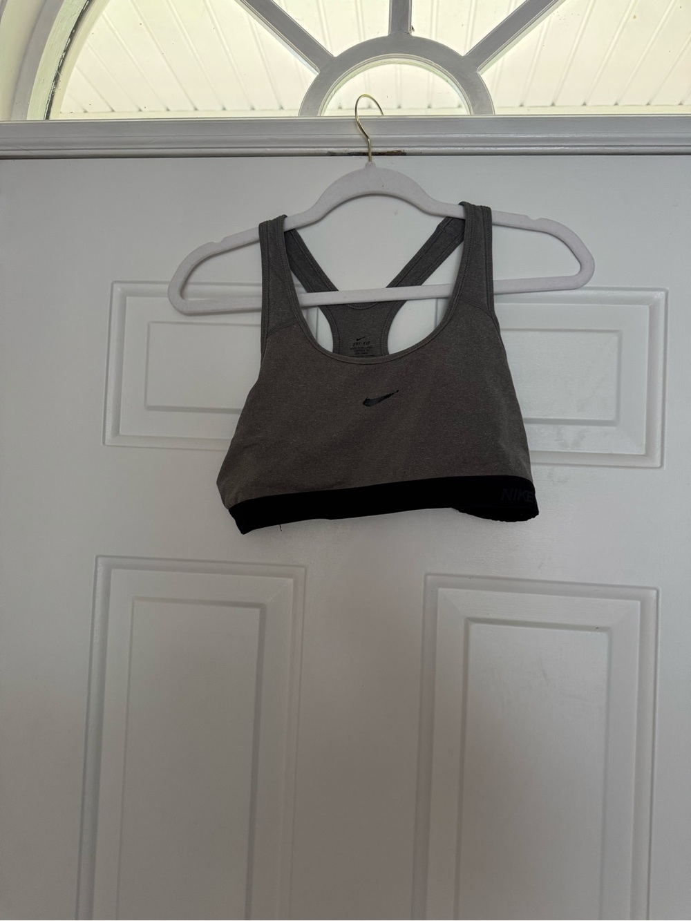 Nike Gray Sports Bra with Black Band - Racerback Support